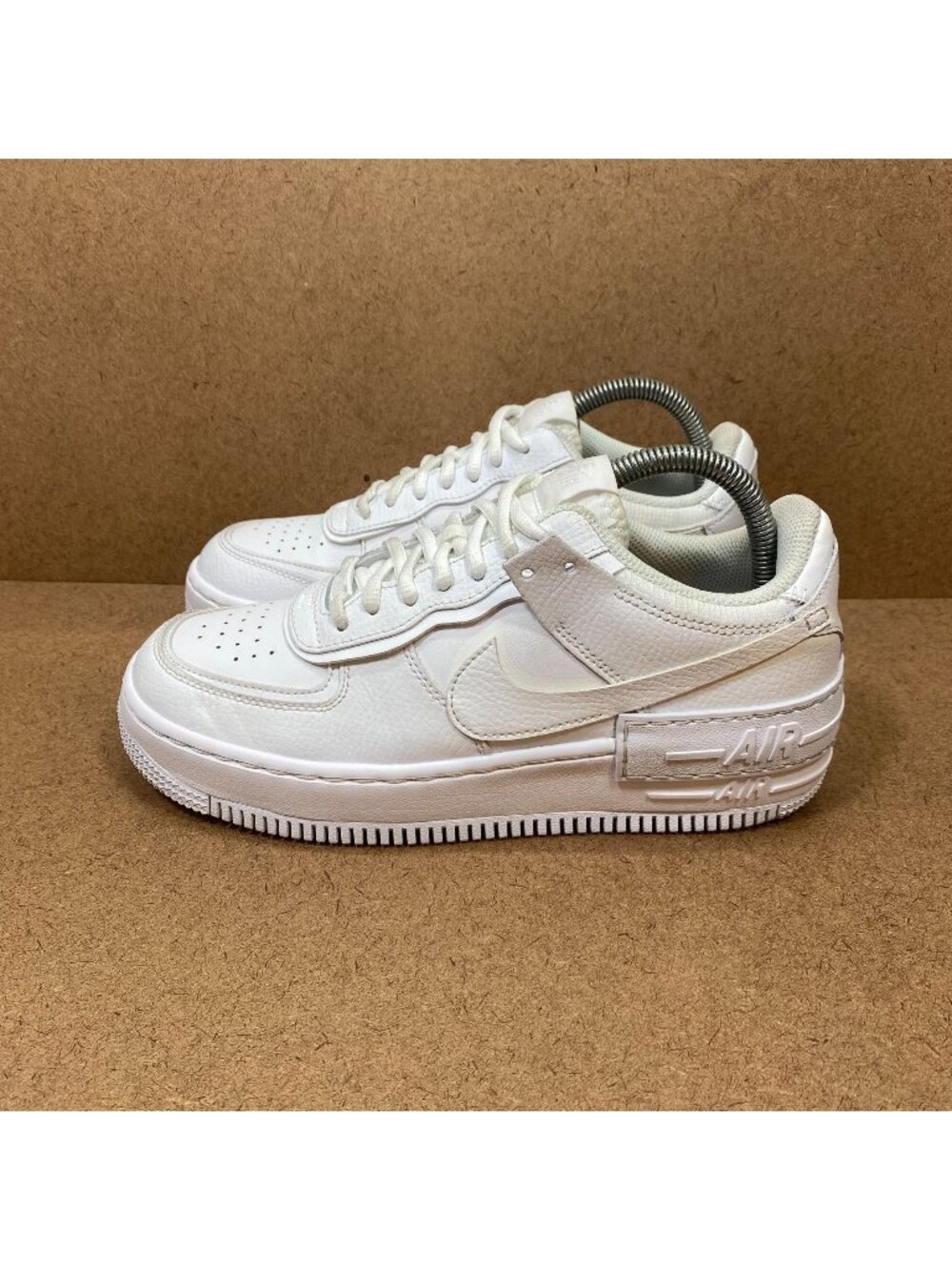 Nike Air Force 1 Shadow Sneakers Triple White leather Womens Size 8.5